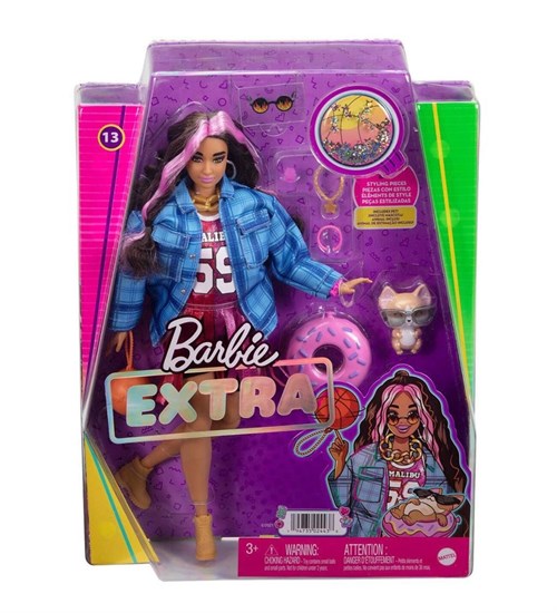 Barbie Ekstra Ekose Ceketli HDJ46-Oyuncak Bebekler