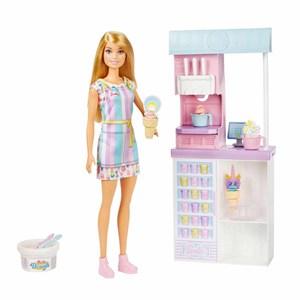 Barbie Dondurma Dükkanı Oyun Seti HCN46-Oyuncak Bebekler