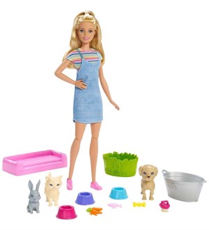 Barbie ve Hayvanları Banyo Eğlencesi FXH11-Oyuncak Bebekler