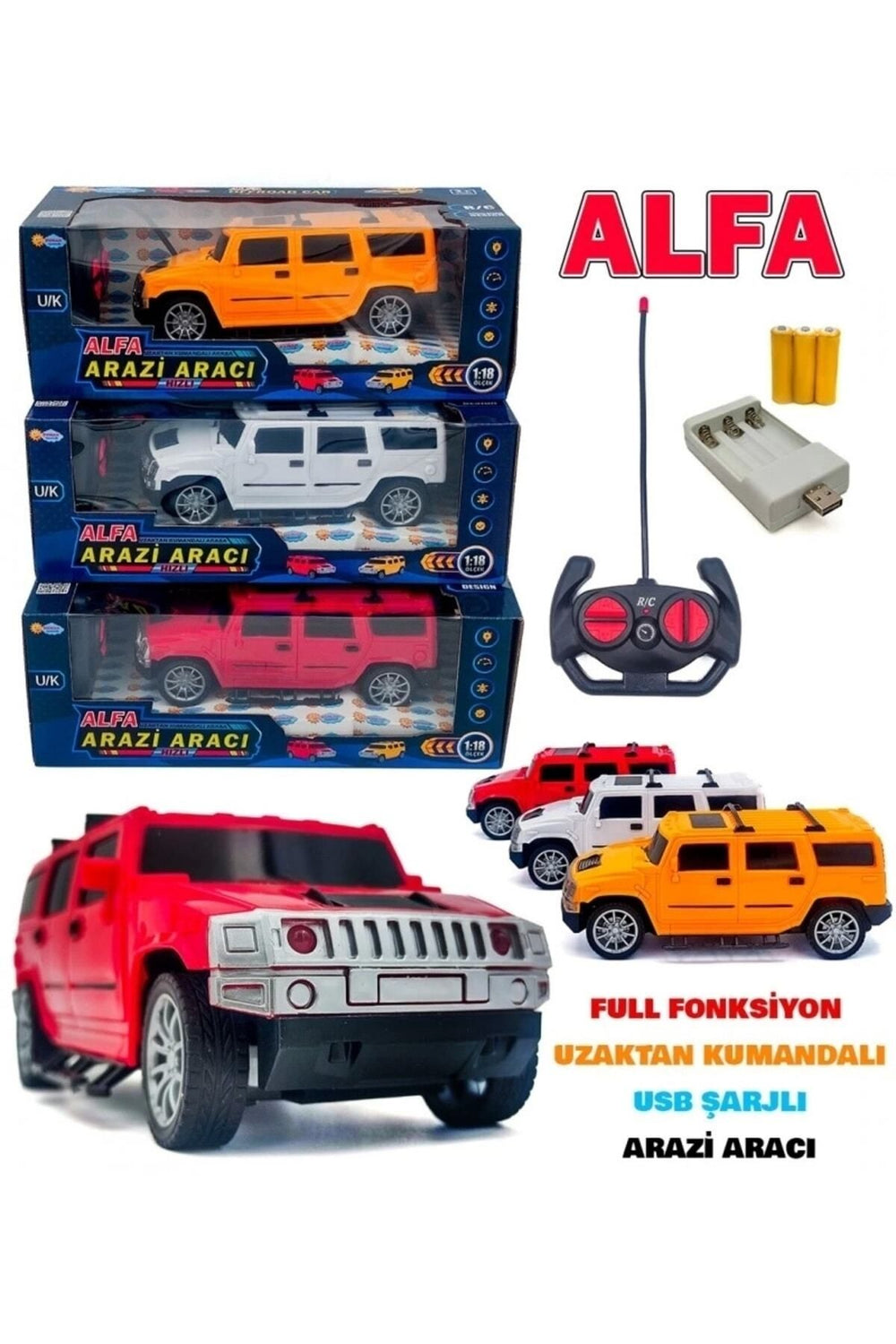 1:18 UZAKTAN KUMANDALI ŞARJLI HUMMER ARABA