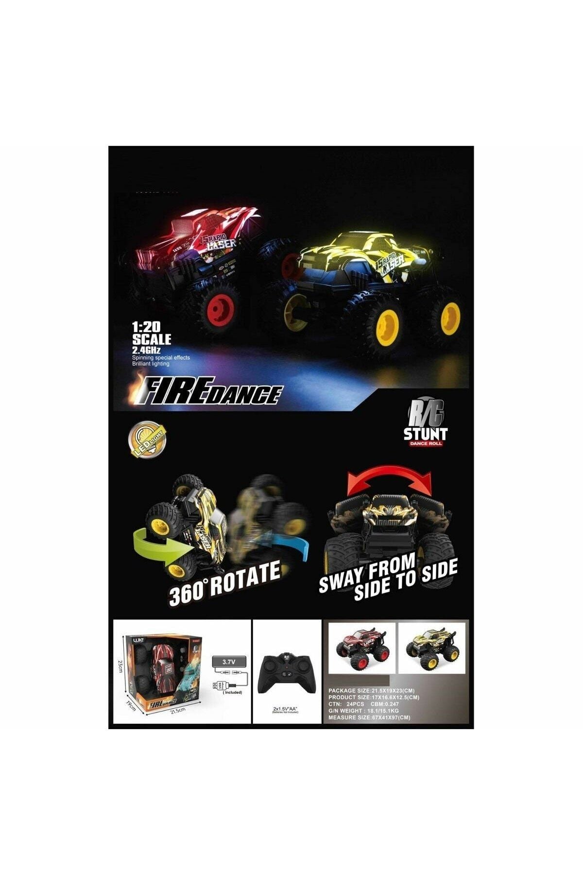 1:20 Stunt Dans ve Müzikli Araba 3.7V FABBATOYS