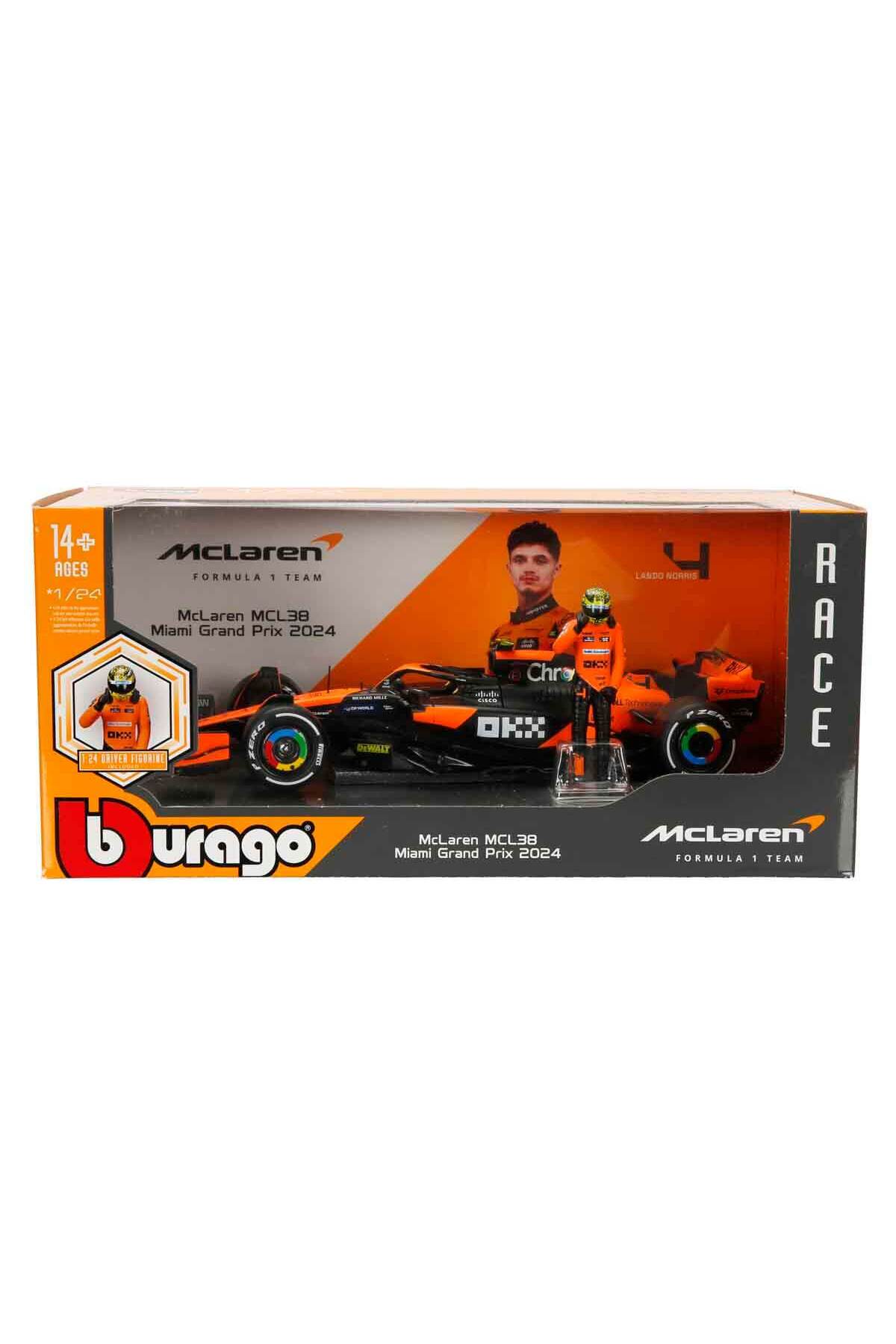 1:24 McLaren MCL38 Miami Grand Prix 2024 Figürlü Formula 1 Yarış Arabası - 4-Lando Norris