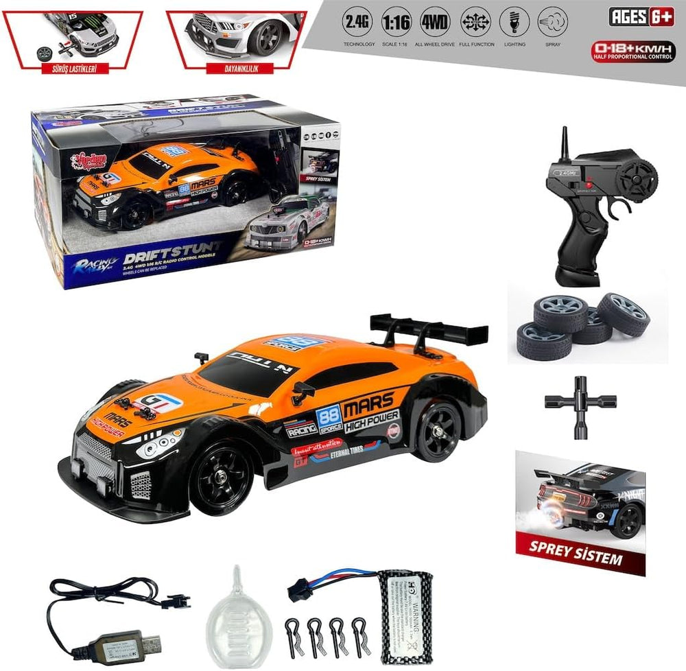 Vardem Uzaktan Kumandalı Full Fonksiyon 2.4G Şarjlı 1:16 4x4 Drift Araba (Işıklı ve Buharlı)