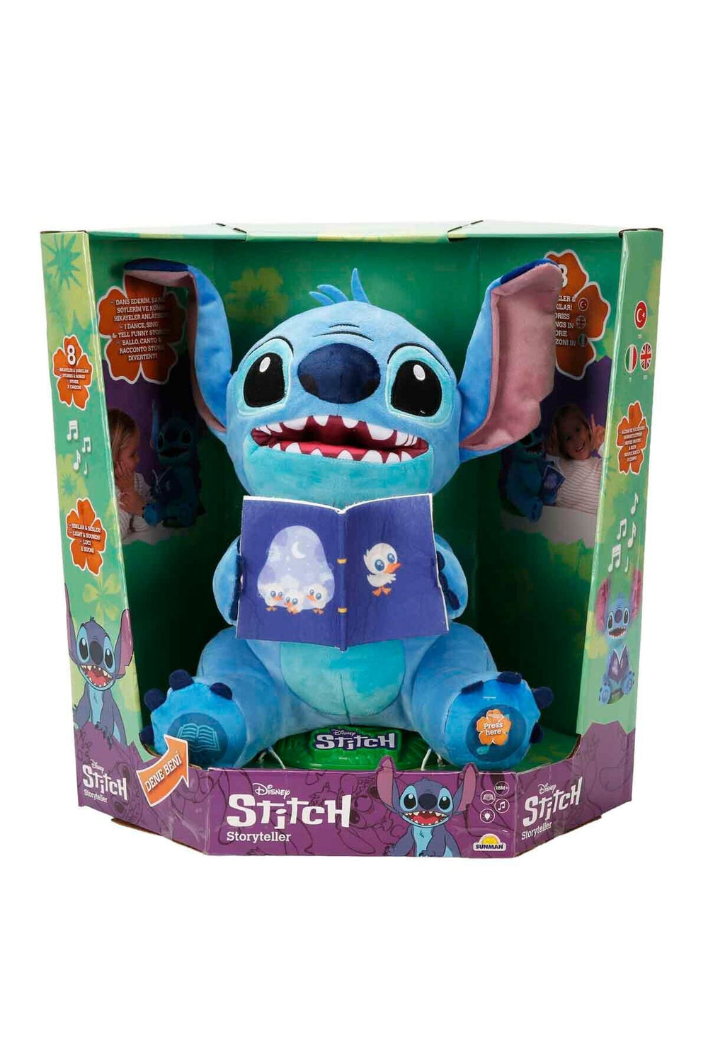 Sesli Karanlıkta Parlayan Masal Anlatan Stitch İnteraktif Peluş 34 cm