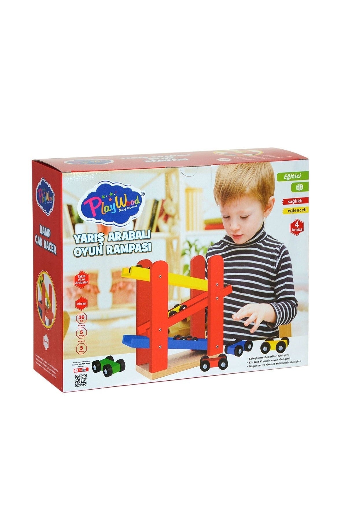 Ahşap Yarış Arabalı Oyun Rampası