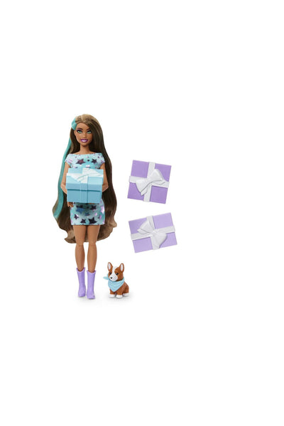 Barbie Parti Paketi™ Köpeğimin Doğum Günü Serisi - Mavi Elbiseli Bebek ve Aksesuarlar
