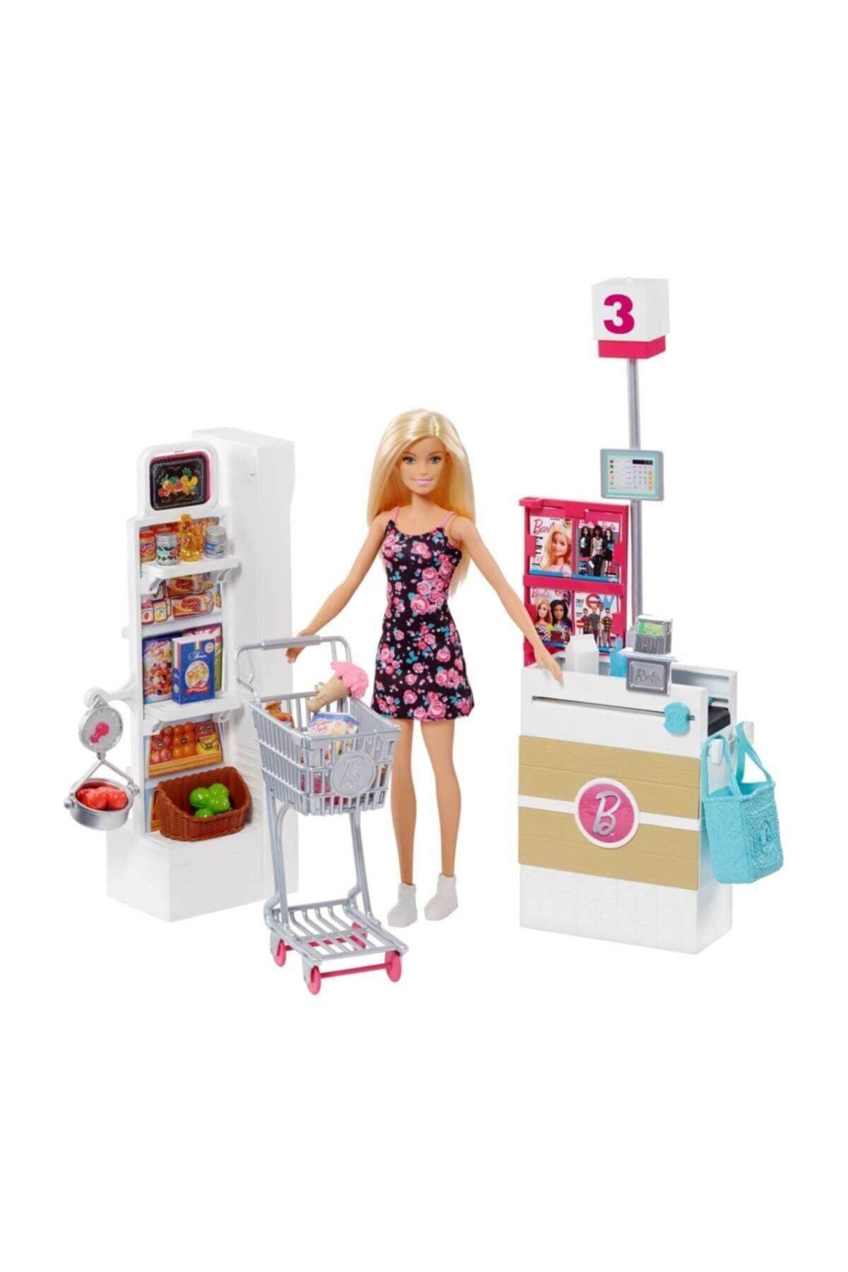 Barbie Süpermarkette Oyun Seti, Alışveriş Sepeti Ve 25'ten Fazla Aksesuar Dahil Frp01