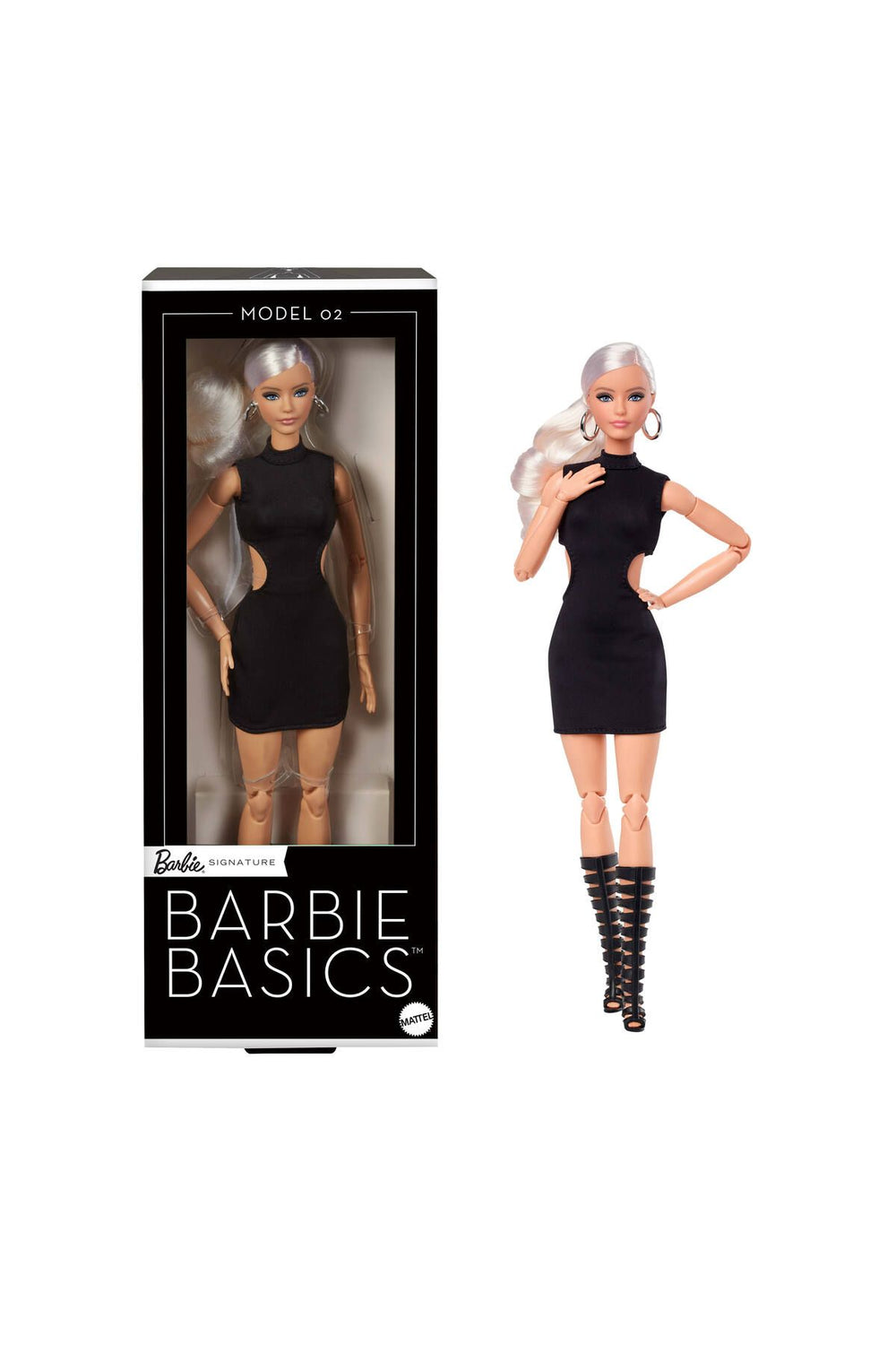 BASICS™ İkonik Koleksiyon Bebekler - Siyah elbisesi ve gladyatör çizmeleriyle sarışın JBH71