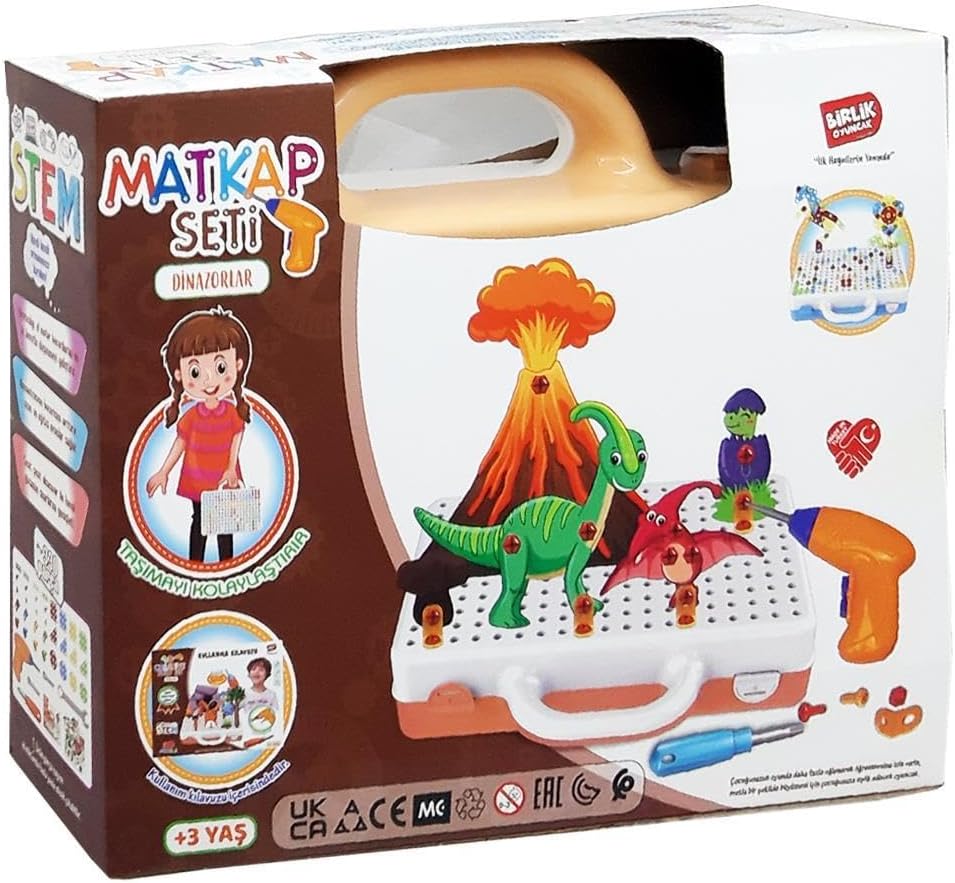 Birlik Oyuncak 3D Matkap Seti Söktak Dinazorlar Eğitici Matkap Seti330 Parça