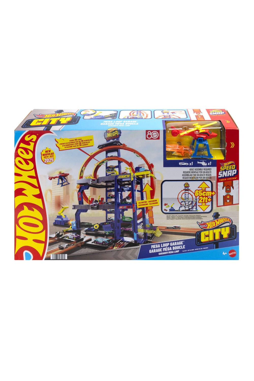 City Mega Garaj oyun seti, 1:64 ölçekli 1 metal oyuncak araba ve helikopter JBM74