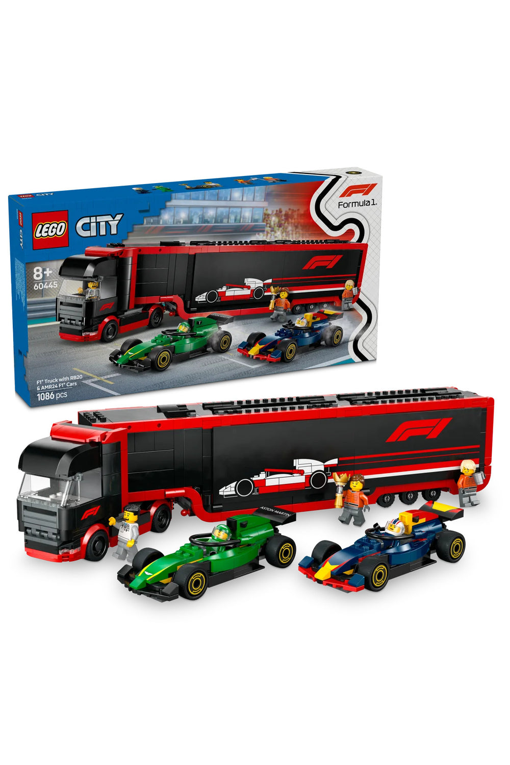 LEGO City RB20 ve AMR24 F1 Arabalı F1 Kamyonu 60445