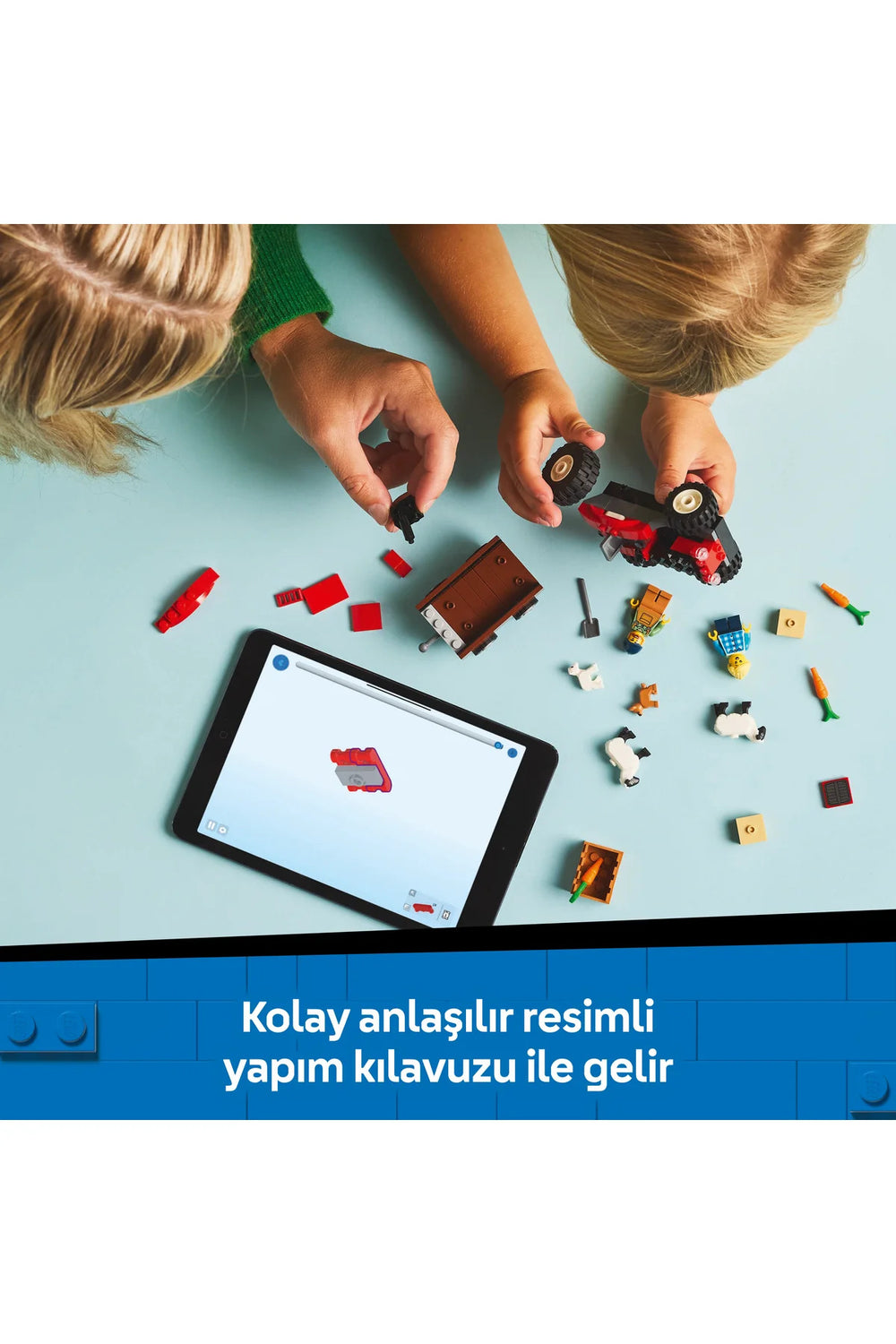 ® City Römorklu Kırmızı Çiftlik Traktörü ve Koyun 60461 - 4+ Oyuncak Yapım Seti (116Parça)
