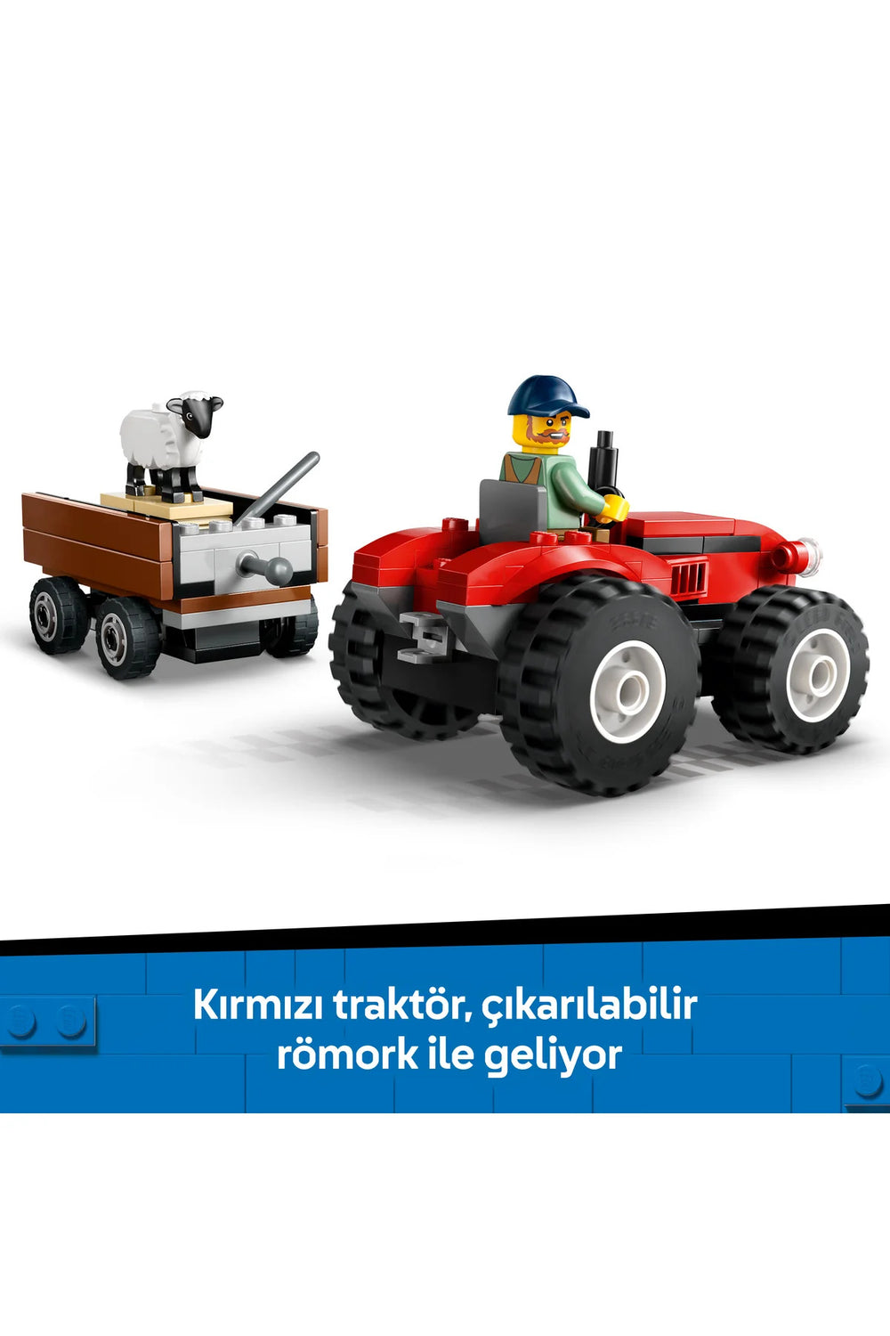 ® City Römorklu Kırmızı Çiftlik Traktörü ve Koyun 60461 - 4+ Oyuncak Yapım Seti (116Parça)