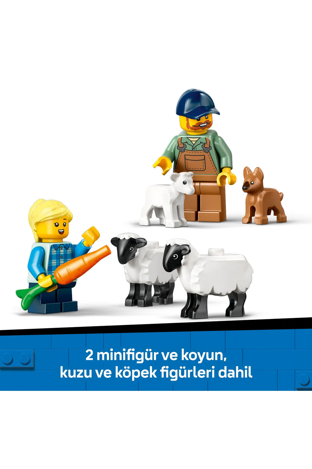 ® City Römorklu Kırmızı Çiftlik Traktörü ve Koyun 60461 - 4+ Oyuncak Yapım Seti (116Parça)