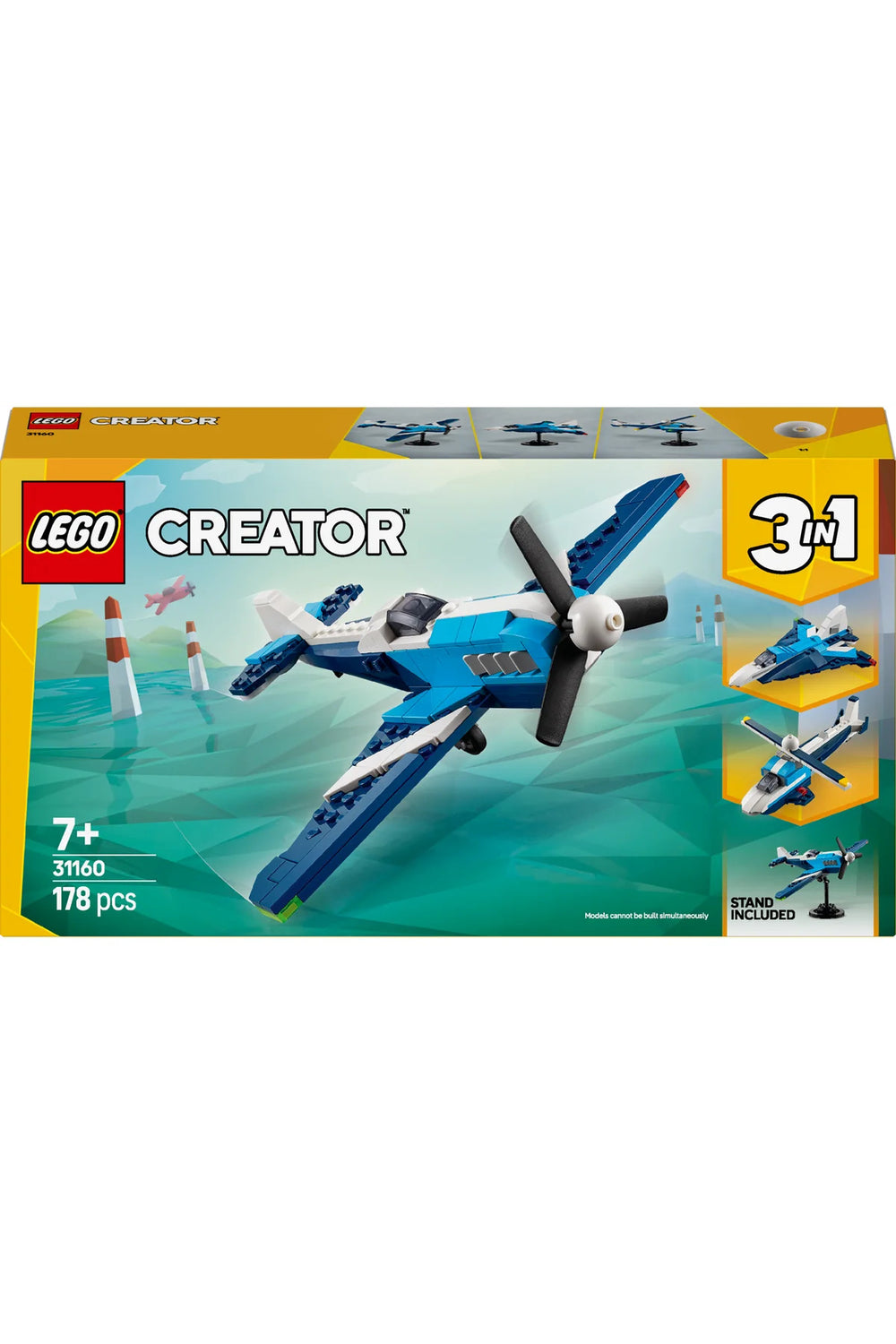 ® Creator 3’ü 1 Arada Uçak: Yarış Uçağı 31160 - 7+ Çocuklar için Yaratıcı Oyuncak Yapım Seti (178P)