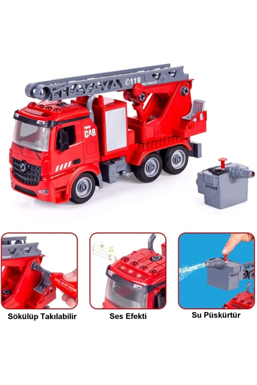 Diy Assembly Işıklı Sesli Sök Tak Itfaiye Aracı