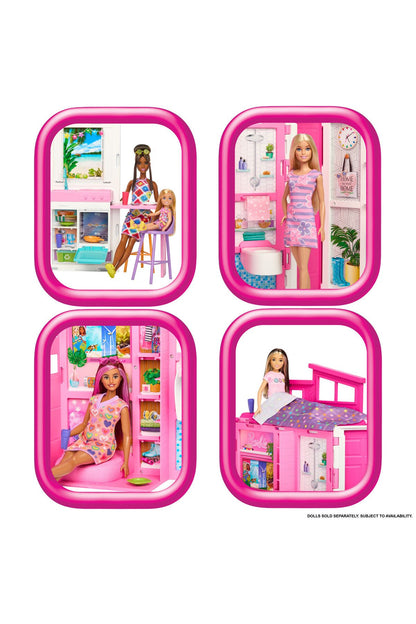 Doll House Playset, Getaway House with 4 Play Areas Including Kitchen, Bathroom, Bedroom and Lounge
