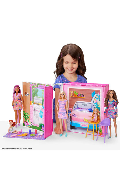 Doll House Playset, Getaway House with 4 Play Areas Including Kitchen, Bathroom, Bedroom and Lounge