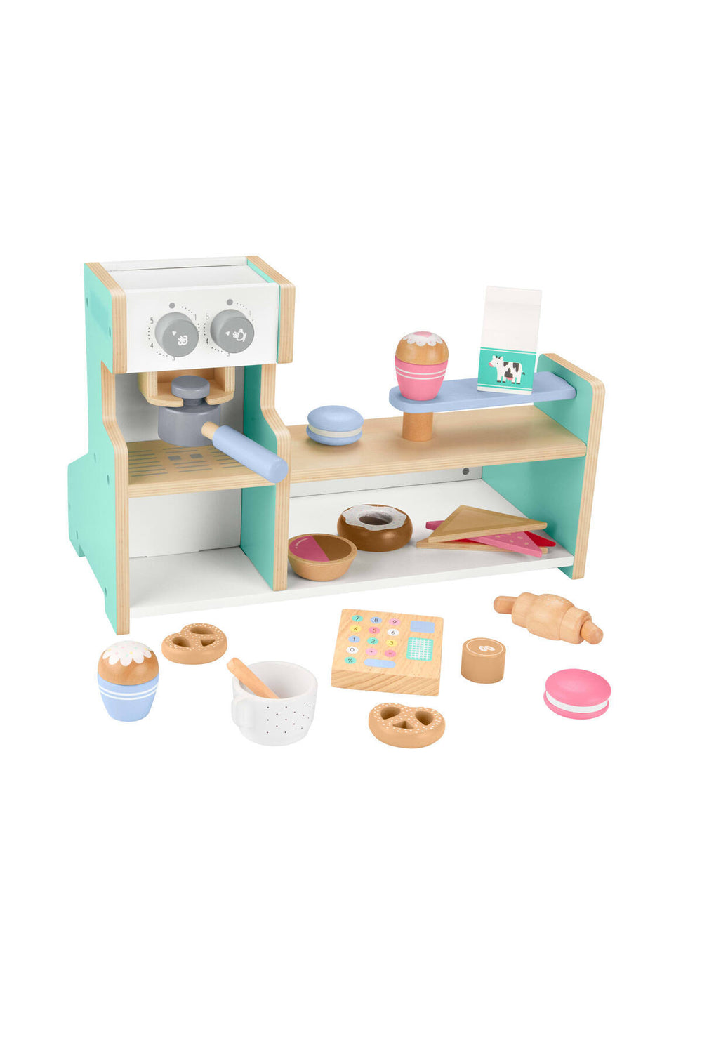 Fisher-Price Ahşap Kafe Seti Okul öncesi çağdaki çocuklar için 20 ahşap parçadan oluşan HXV22