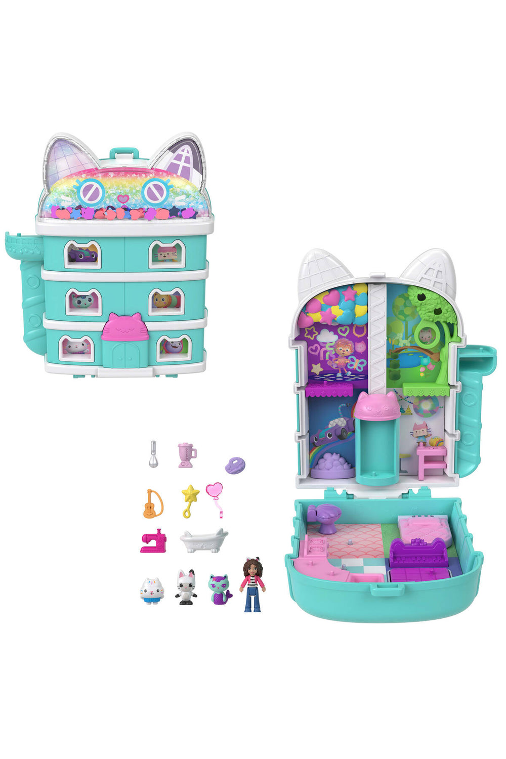 Gabby's Dollhouse mikro bebekler ve mini oyun seti, 9 aksesuar JFV02