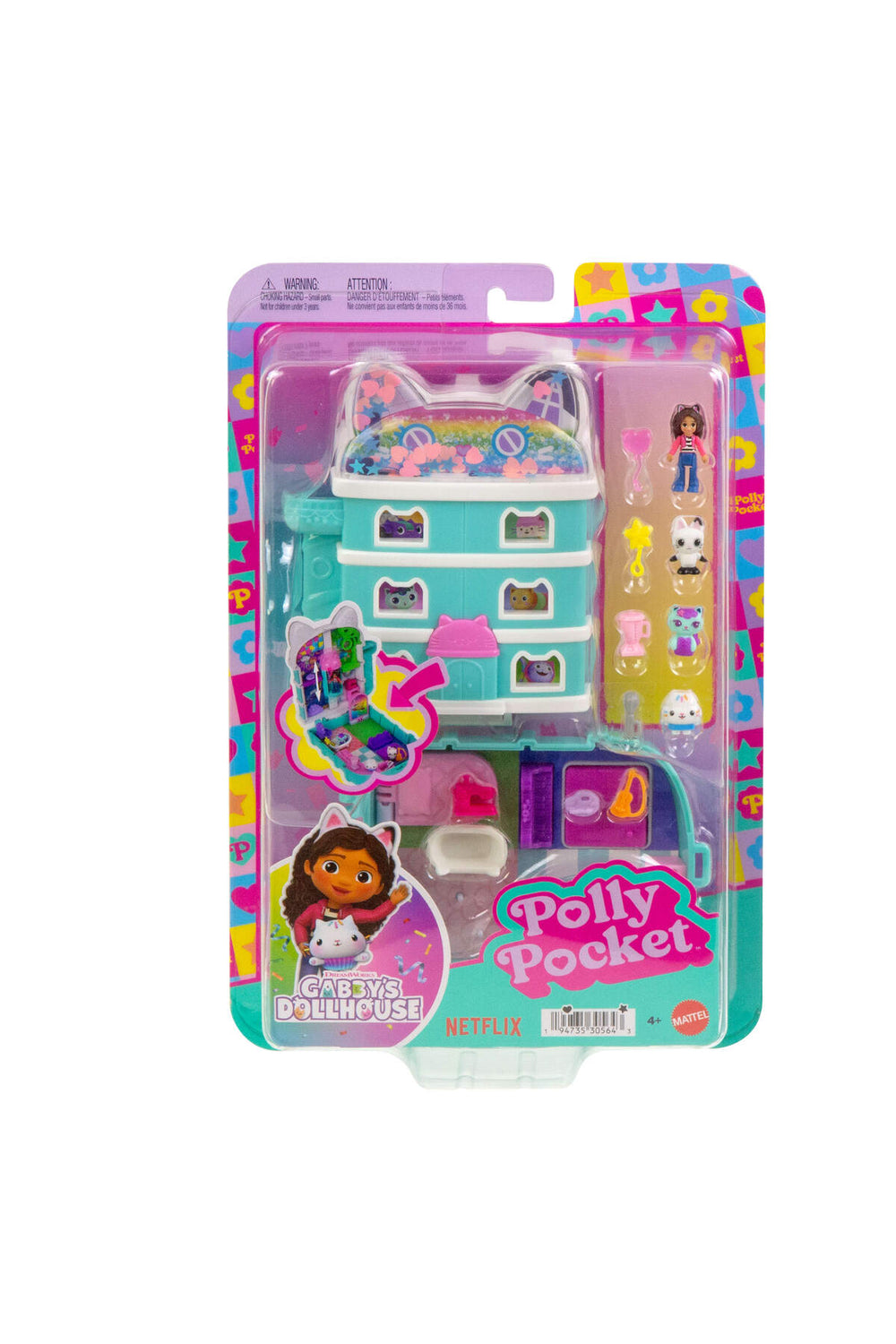Gabby's Dollhouse mikro bebekler ve mini oyun seti, 9 aksesuar JFV02