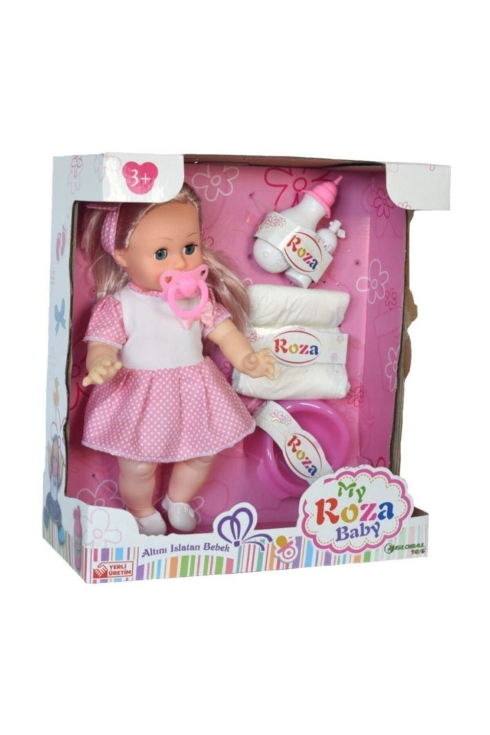 Global Toys Altını Islatan 8 Farklı Türkçe Cümle Kuran Biberon Ve Emzikli 32 Cm Roza Bebek