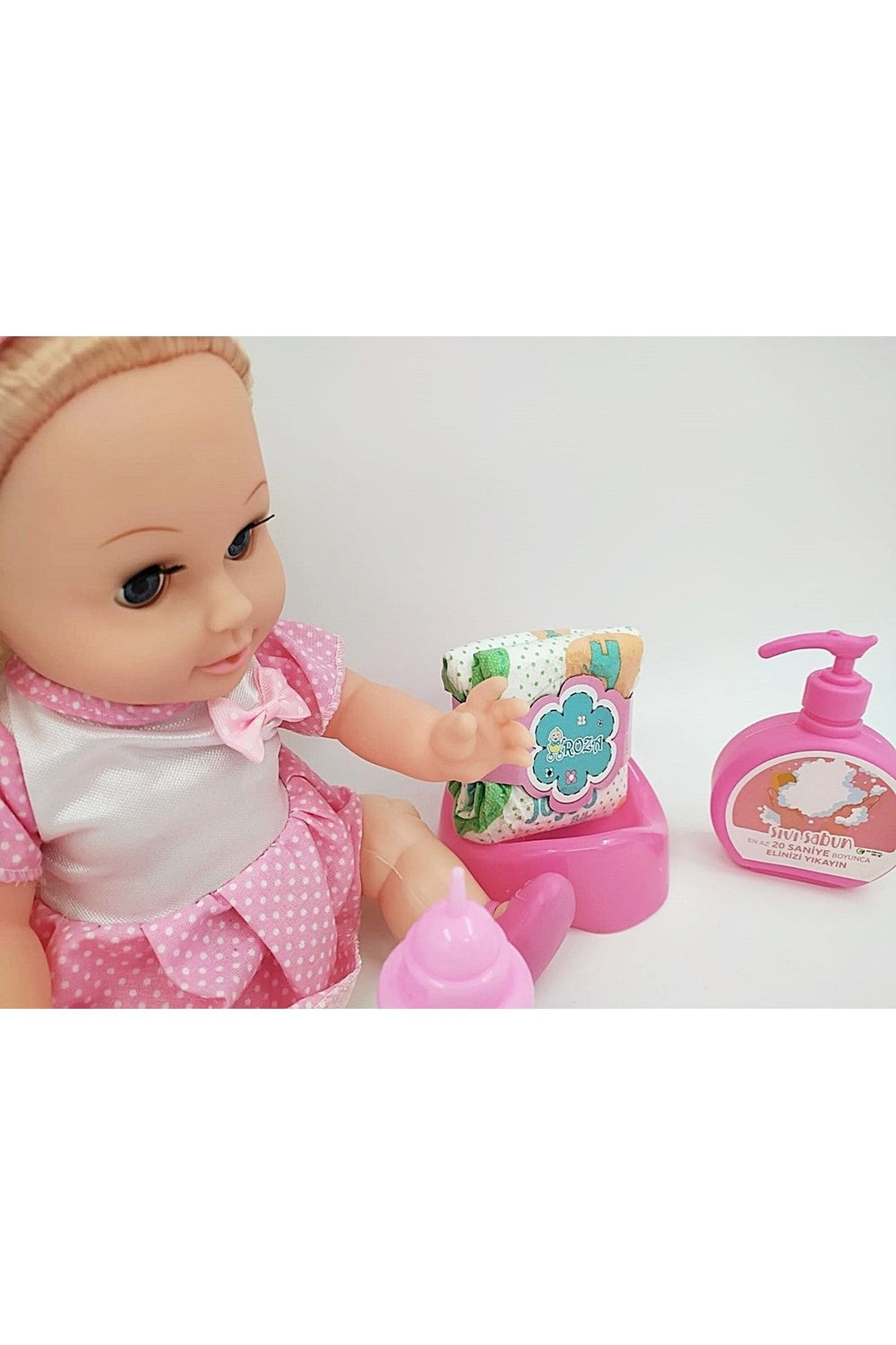 Global Toys Altını Islatan 8 Farklı Türkçe Cümle Kuran Biberon Ve Emzikli 32 Cm Roza Bebek