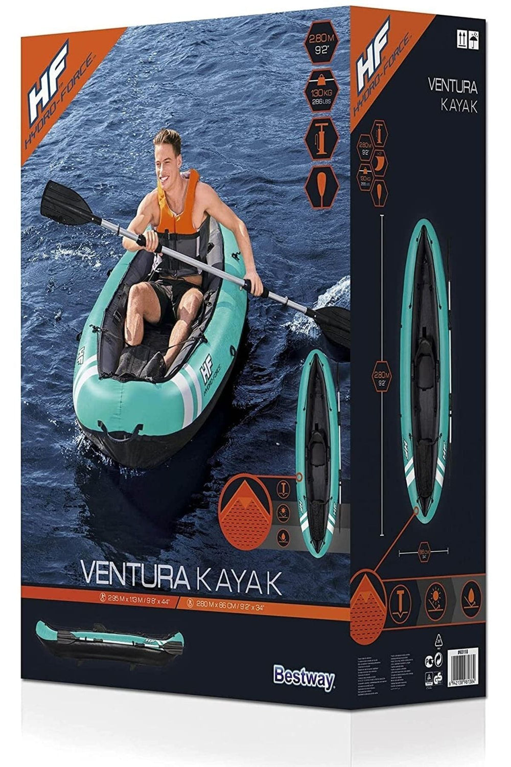 Hydro-force Venture X1 Kayak Tek Kişilik Şişme Kano Set Turkuaz