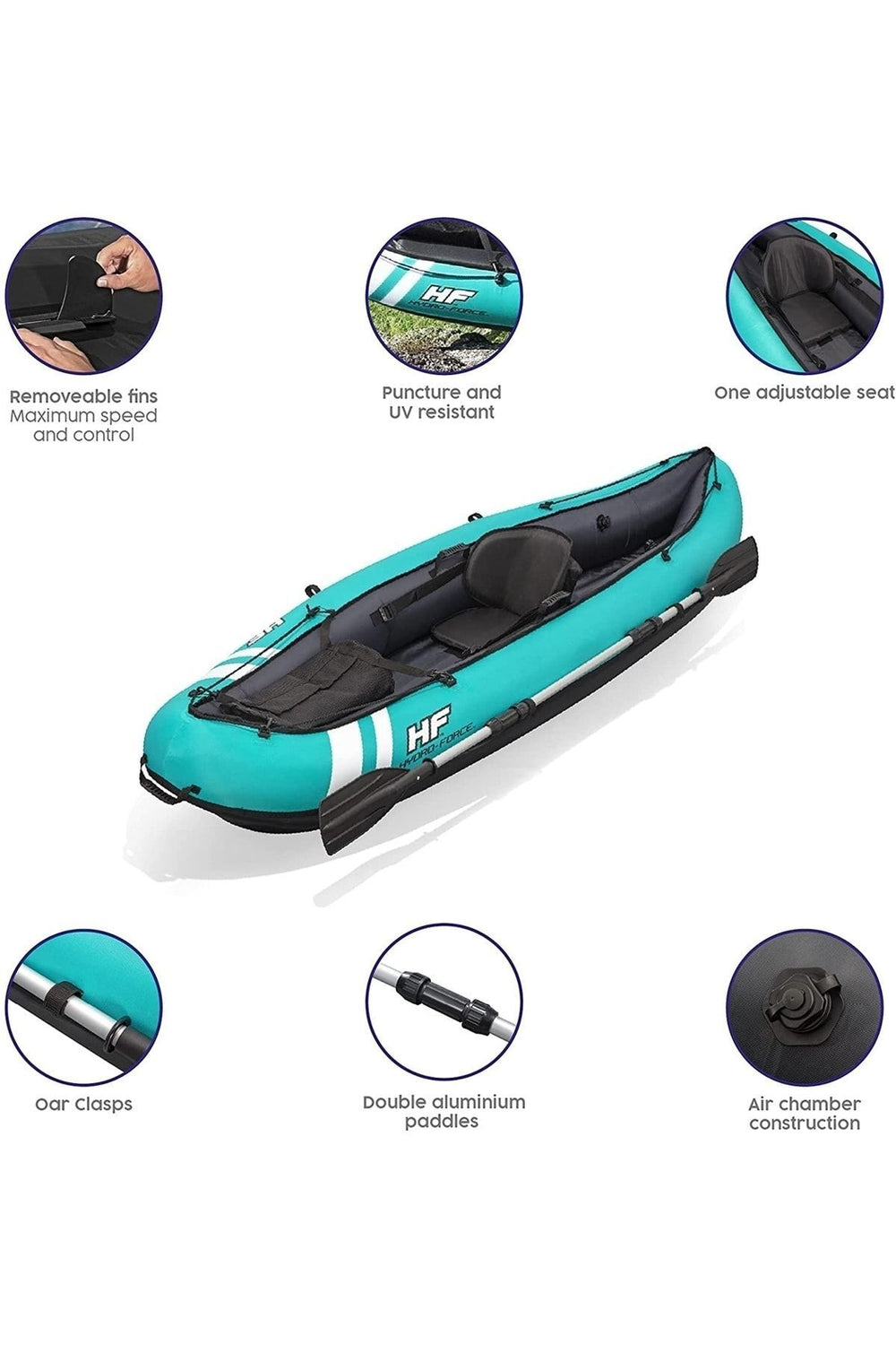 Hydro-force Venture X1 Kayak Tek Kişilik Şişme Kano Set Turkuaz