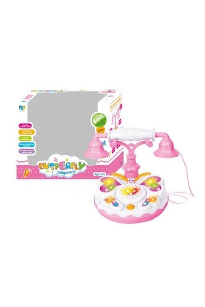 Işıklı Ve Müzikli Ahizeli Retro Oyuncak Pembe Telefon