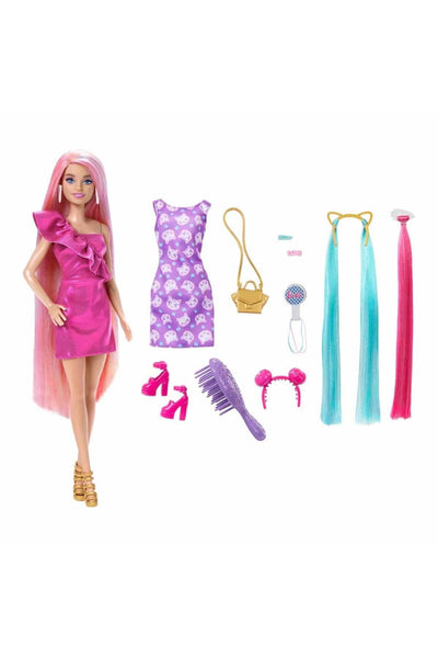 JDC85 Barbie Upuzun Muhteşem Saçlı Bebekler Pembe Saçlı Bebek