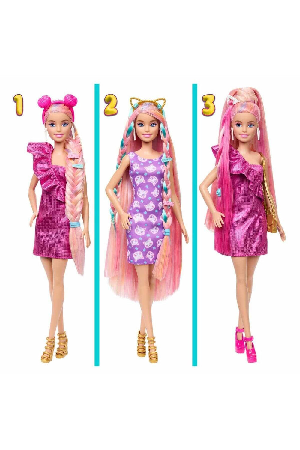 JDC85 Barbie Upuzun Muhteşem Saçlı Bebekler Pembe Saçlı Bebek