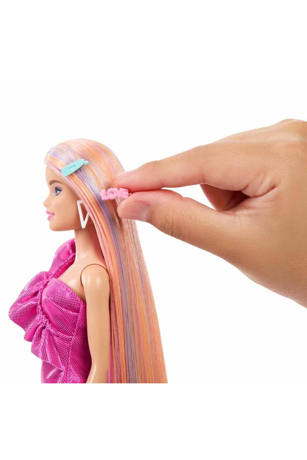 JDC85 Barbie Upuzun Muhteşem Saçlı Bebekler Pembe Saçlı Bebek