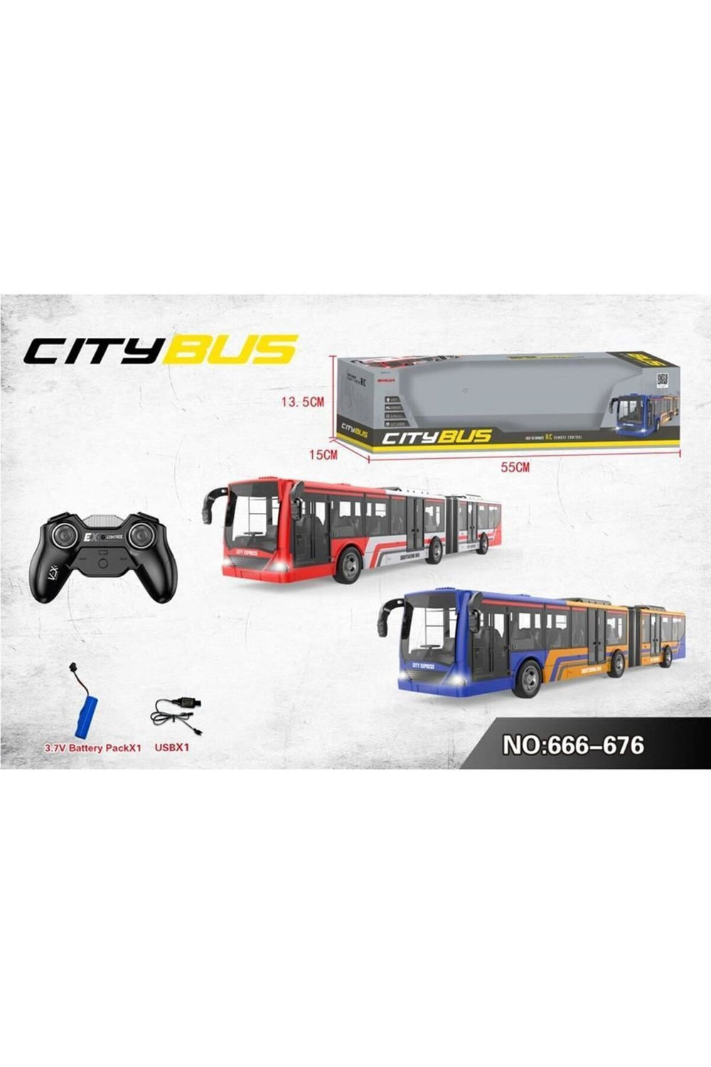 Kumandalı Şarjlı Körüklü Şehir Otobüsü 44 Cm -vardem