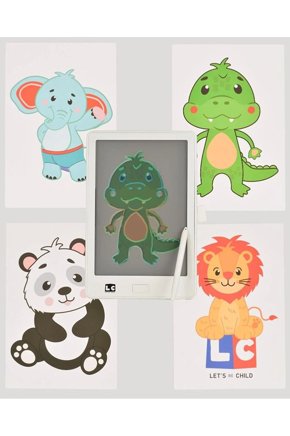 let's be child 10 inch Şeffaf LCD Dijital 4 Adet Çizim Kartlı Tablet