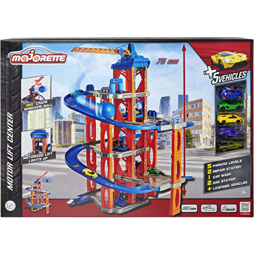 Majorette Motor Lift Center + 5 Cars