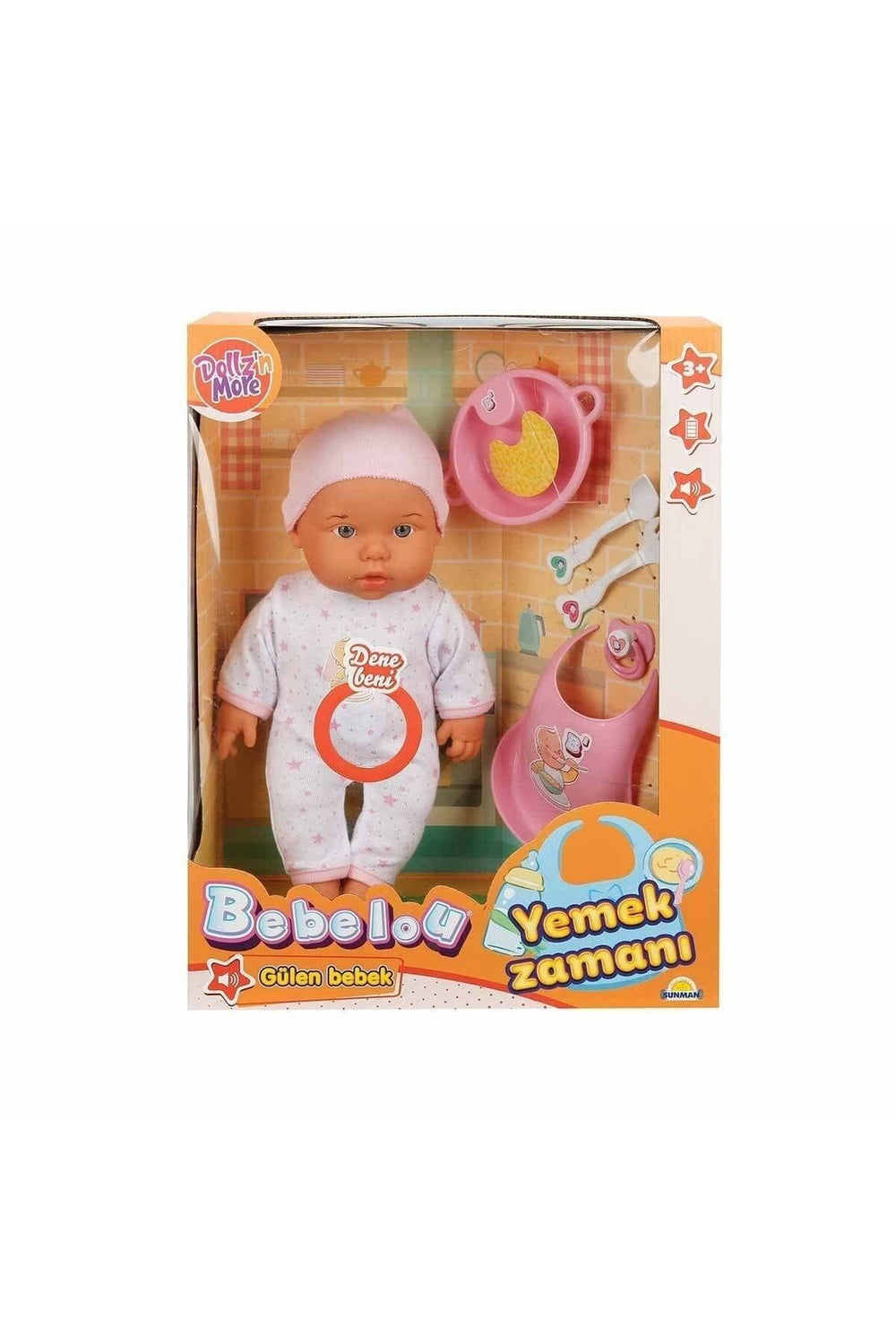 Marka 030021 , Bebelou Yemek Zamanı Sesli Bebek Seti 35 Cm / +3 Yaş