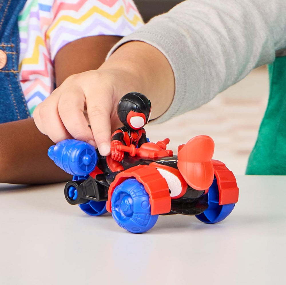 Marvel Spidey and His Amazing Friends Miles ""Spin"" Morales Techno-Racer Aksiyon Figürü ve Oyuncak Aracı