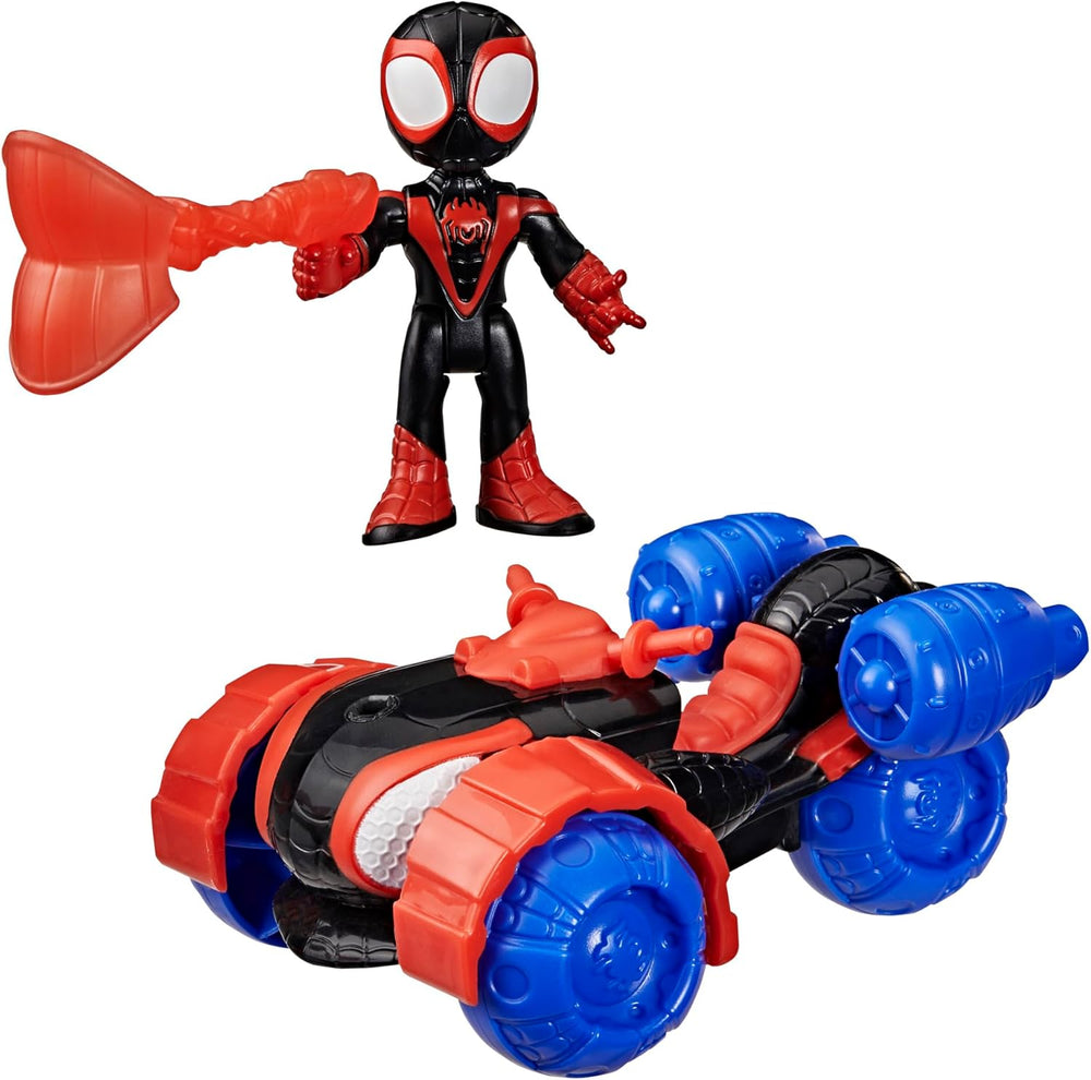 Marvel Spidey and His Amazing Friends Miles ""Spin"" Morales Techno-Racer Aksiyon Figürü ve Oyuncak Aracı