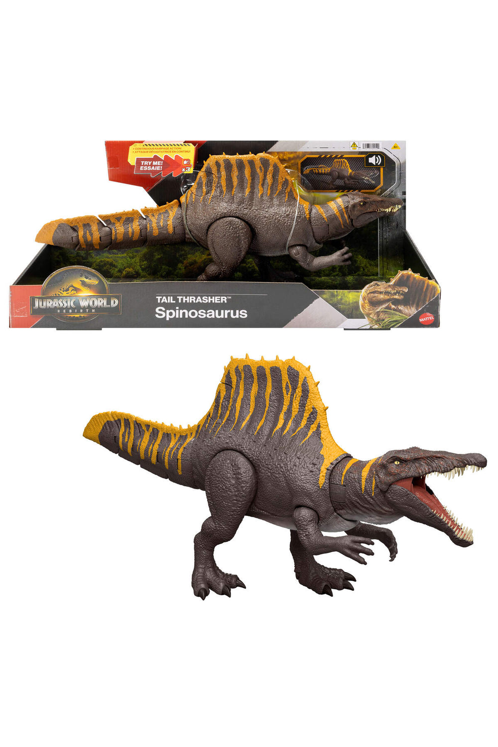 Mattel Jurassic World Spinosaurus Figürü, 2 saldırı hareketine sahip dinozor oyuncağı JGB56