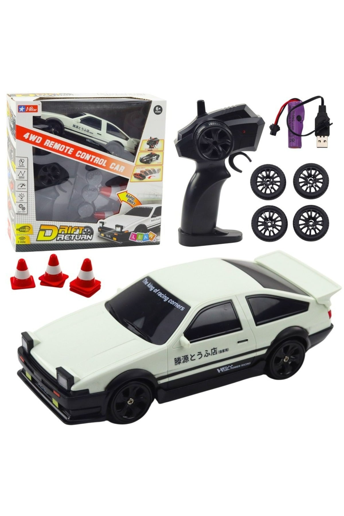 Mazda 323 Drift Atan Uzaktan Kumandalı Araba 2.4ghz 4WD Rc Yarış Arabası Drift Atan Araba