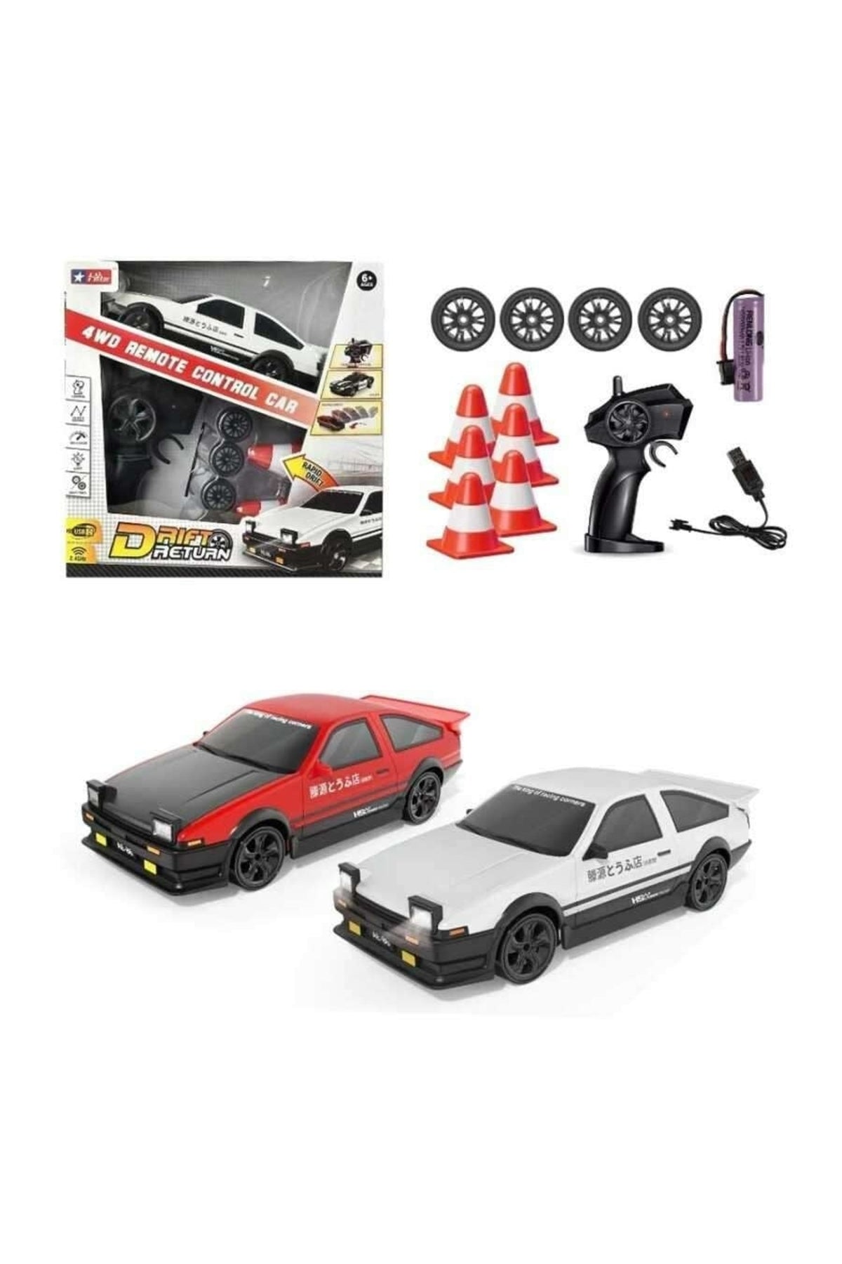 Mazda 323 Drift Atan Uzaktan Kumandalı Araba 2.4ghz 4WD Rc Yarış Arabası Drift Atan Araba
