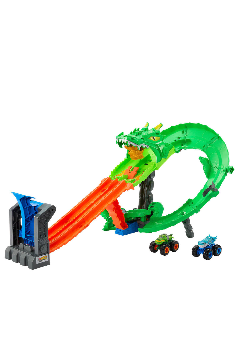Monster Trucks Köpek Balığı ve Dinozor Korkunç Ejderhaya Karşı oyun seti JFR06