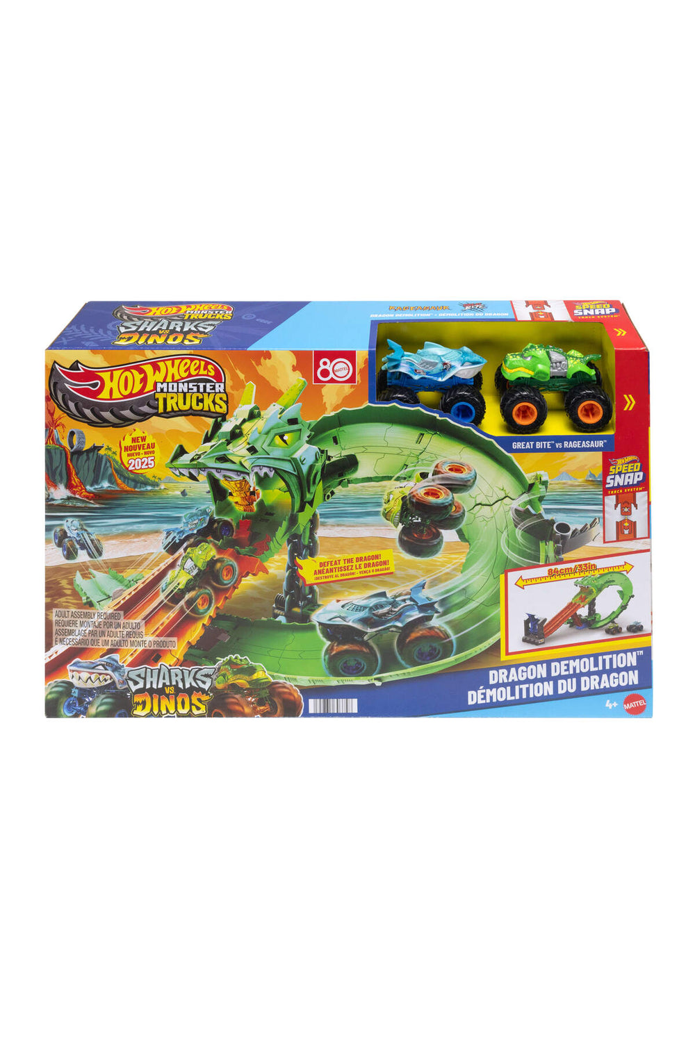 Monster Trucks Köpek Balığı ve Dinozor Korkunç Ejderhaya Karşı oyun seti JFR06