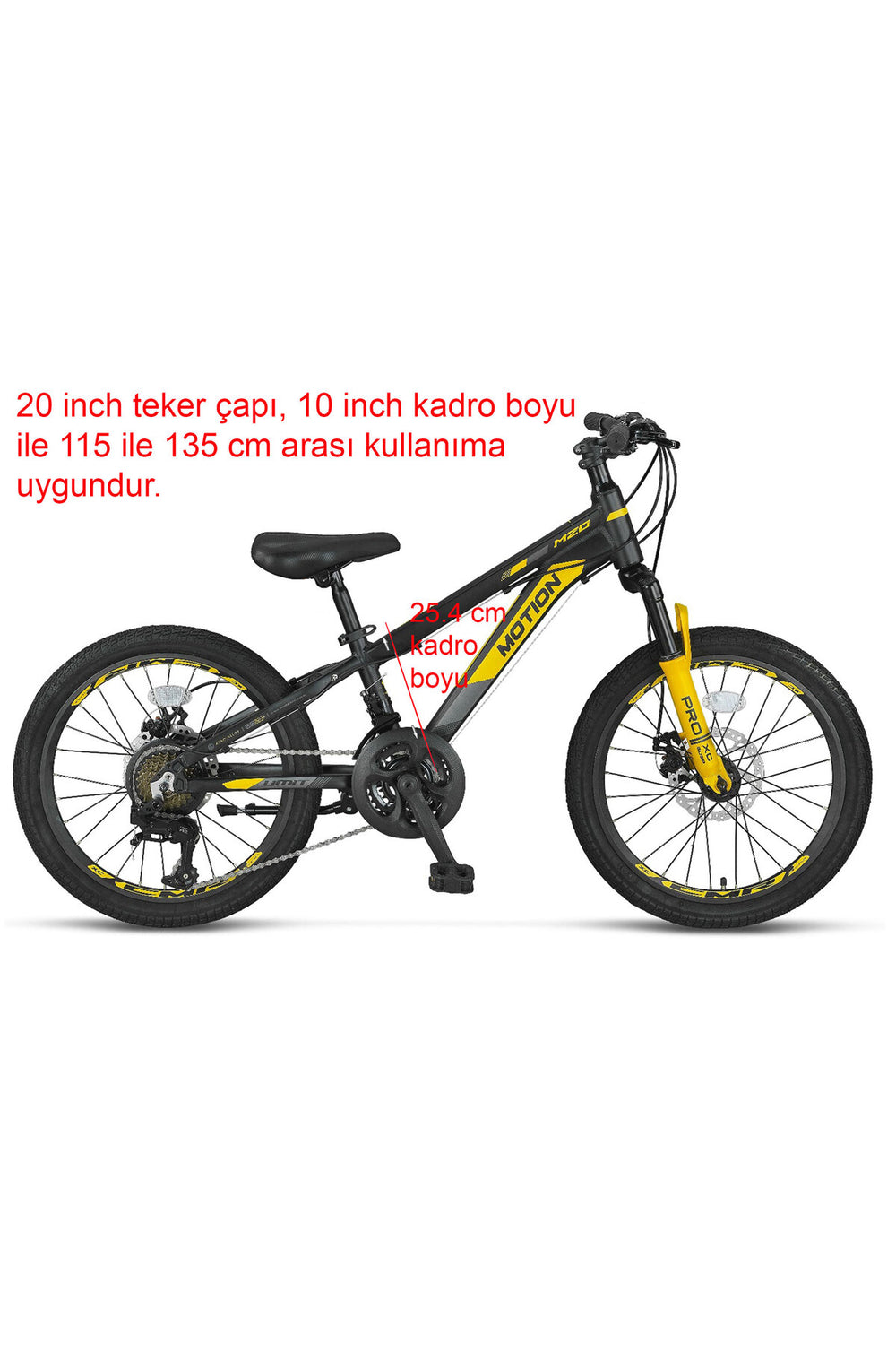 Ümit Motion 2078 MD Siyah-Sarı 21 Vites 20 Jant Çocuk Bisikleti