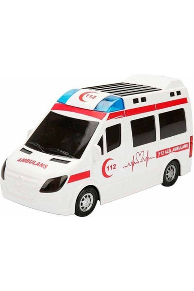 Oyuncak Ambulans Sesli Işıklı Pilli Hareketli Oyuncak Can Kurtarıcı Aracı