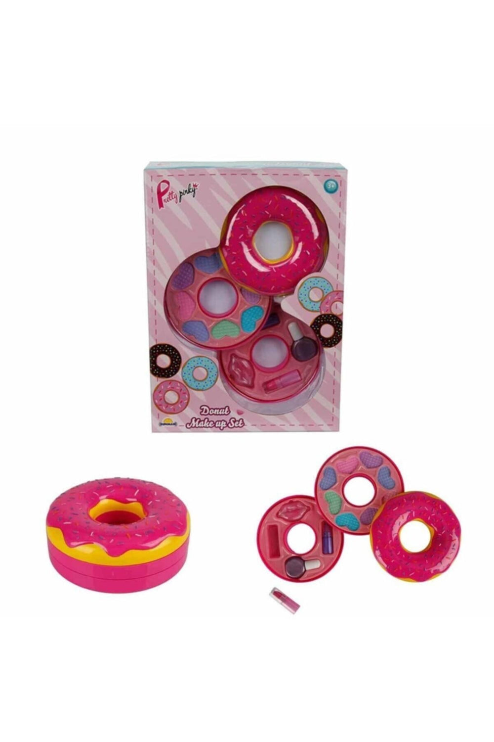 Oyuncak Donut Şekilli 2 Katlı Makyaj Güzellik Seti