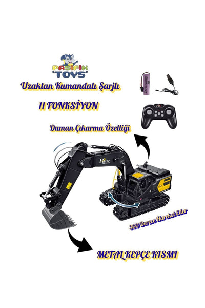 PASİFİK TOYS 2.4GHZ 1:12 ŞARJLI DUMAN ÇIKARTAN METAL UÇLU EXCAVATOR KEPÇE