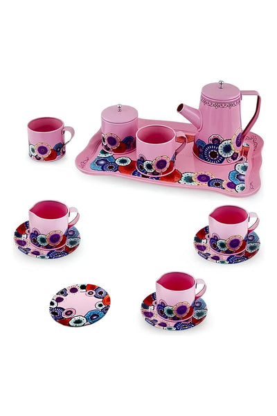 PEMBE METAL ÇAY SETİ 9 PARÇA
