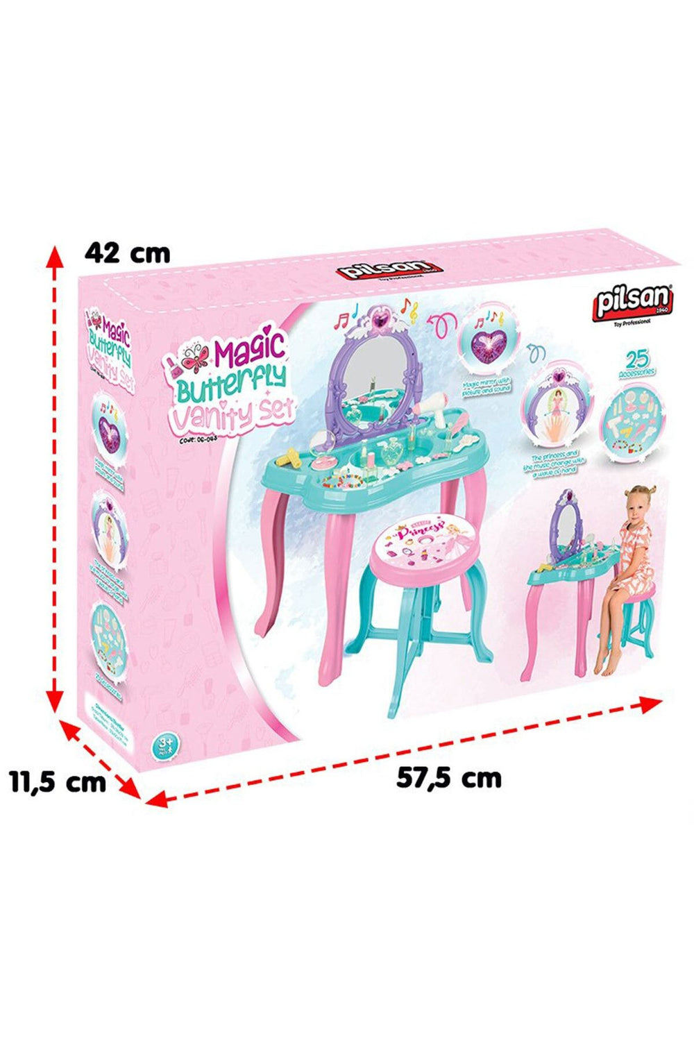 PİLSAN Müzikli Sihirli Kelebek Makyaj Masası Mor 06048